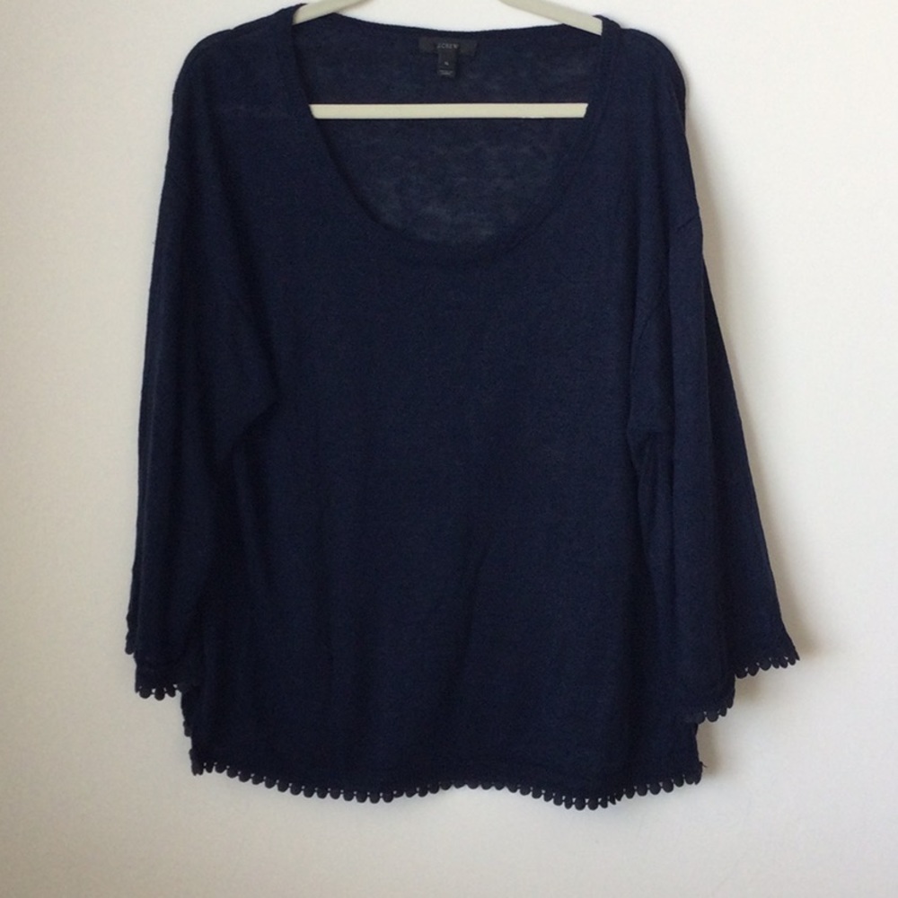 J. Crew XL navy linen sweater